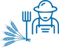 Peasantsâ Day icon, crop`s icon, harvest blue vector icon.