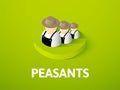 Peasants isometric icon, isolated on color background