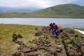 Peat cutters at work in Ireland