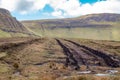 Peat cutting between Benbulbin and Benwiskin in County Sligo - Donegal Royalty Free Stock Photo