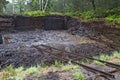 Peat digging in an upland moor Royalty Free Stock Photo