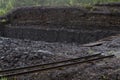 Peat digging in an upland moor Royalty Free Stock Photo