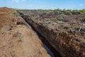 Peat extraction in a field