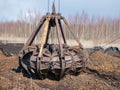 Peat mining bog, Peat mining machinery Royalty Free Stock Photo