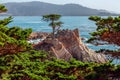 Pebble Beach, California/USA - October 28, 2019: Beautiful lone Cypress tree Monterey cypress on 17-mile drive. Royalty Free Stock Photo