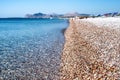 Pebble beach and sea. Rhodes island, Greece Royalty Free Stock Photo