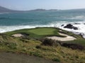 Pebble Beach 7th Hole Golf Water grass bunker Royalty Free Stock Photo