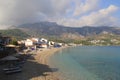 Pebble beach in the traditional Greek fishing village of Kokarri on the island of Samos Royalty Free Stock Photo