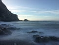 Pebble beach under the cliff. Gairua, Asturias, Spain