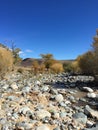 Pebble dried riverbed. Desert mountains river. Altai. Russia Royalty Free Stock Photo