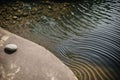 A pebble falling into a pond ripples becoming sound waves Royalty Free Stock Photo