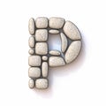 Pebble font Letter P 3D