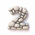 Pebble font Number 2 TWO 3D