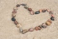 Pebble Heart Shape On Sand