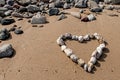 Pebble Love Heart on Beach Royalty Free Stock Photo