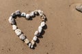 Pebble Love Heart On Sandy Beach Royalty Free Stock Photo