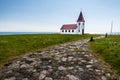 Pebble paved walk pass to Hellnar church in Snaefellsnes peninsula of Western Iceland