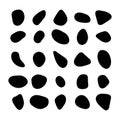 Pebble, paving and cobble stones vector set. Blotch circle shapes collection. Irregular random smooth rounded inkblot