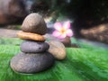 pebble or river stone arrangement in balance