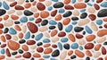 Pebble seamless pattern. Cartoon cobblestone paving texture. Smooth stones background. Sea or river pebbles and rocks Royalty Free Stock Photo
