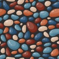 Pebble seamless pattern. Smooth stones background. Cartoon cobblestone paving texture. Sea or river pebbles and rocks Royalty Free Stock Photo