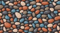 Pebble seamless pattern. Smooth stones background. Cartoon cobblestone paving texture. Sea or river pebbles and rocks Royalty Free Stock Photo