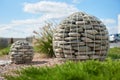Pebble stone sphere for garden decoration