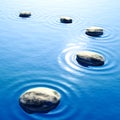 pebble stones in water with ripples background Royalty Free Stock Photo