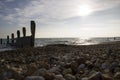 Pebbled beach at Sunset