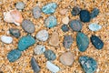 Pebbles on coquina shells