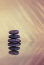 Pebbles, palm leaf, reflection. Calm and relax concept Royalty Free Stock Photo