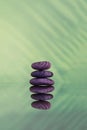 Pebbles, palm leaf, reflection. Calm and relax concept Royalty Free Stock Photo