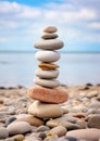 Pebbles pyramid on the beach Royalty Free Stock Photo