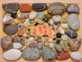 Pebbles, sand, colored stones and sea salt crystals Royalty Free Stock Photo