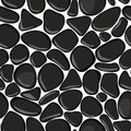 Pebbles seamless pattern on white background. Black stones seamless background texture.