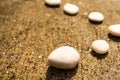 Pebbles stone zen on floor cement. meditation tranquil calm still balance relax of buddhism religion or aroma therapy spa massage