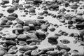 Pebbles stones on the shore close up view from above