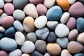 pebbles texture background, closeup pastel colors smooth stones