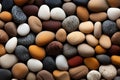 pebbles texture background, closeup smooth stones in natural colors