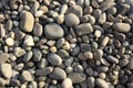 Pebbly gray beach stones texture background Royalty Free Stock Photo