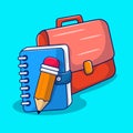 Notebook pencil and briefcase clipart