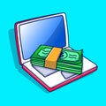 Laptop computer with money, busieness clipart