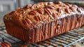 Pecan nut bread on cooling rack. Close-up food photography Royalty Free Stock Photo