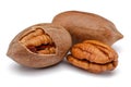 Pecan nut isolated on white Royalty Free Stock Photo