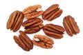 Pecan nut isolated on white background. Top view. Flat lay Royalty Free Stock Photo