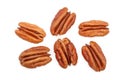 Pecan nut isolated on white background. Top view. Flat lay Royalty Free Stock Photo