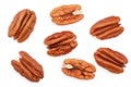Pecan nut isolated on white background. Top view. Flat lay Royalty Free Stock Photo