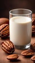Pecan nut milk in a glass on a table Royalty Free Stock Photo