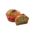 Pecan nut muffin cut in half Royalty Free Stock Photo