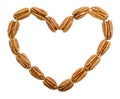 Pecan nuts in shape of heart Royalty Free Stock Photo